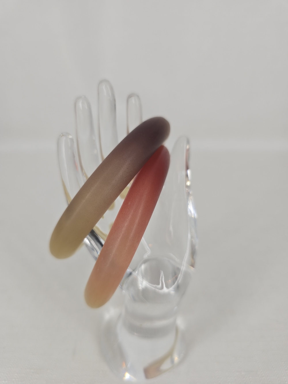 Matte Ombre Resin Bangle Set - Pink and Brown